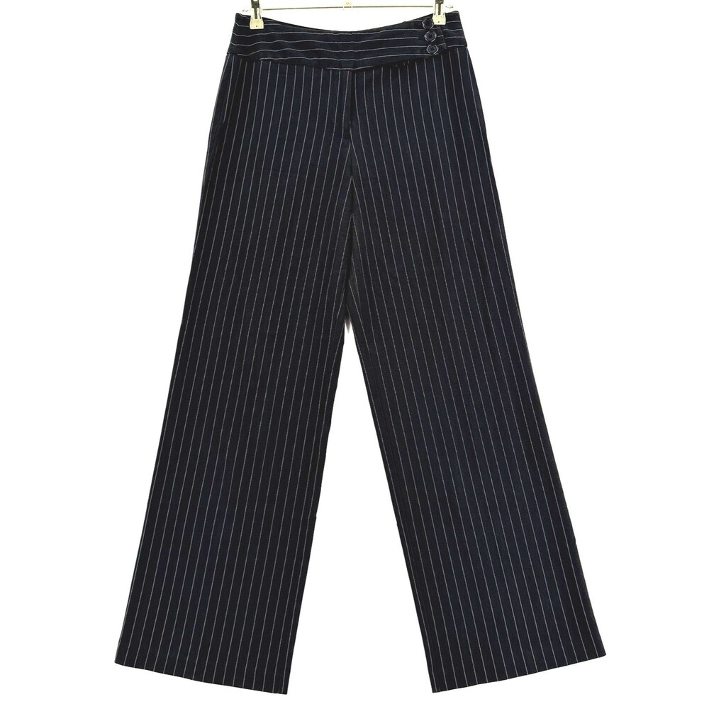 In Moda Women’s Size 10 Black Pinstripe Wide Leg Dress Pants Triple Button Y2K